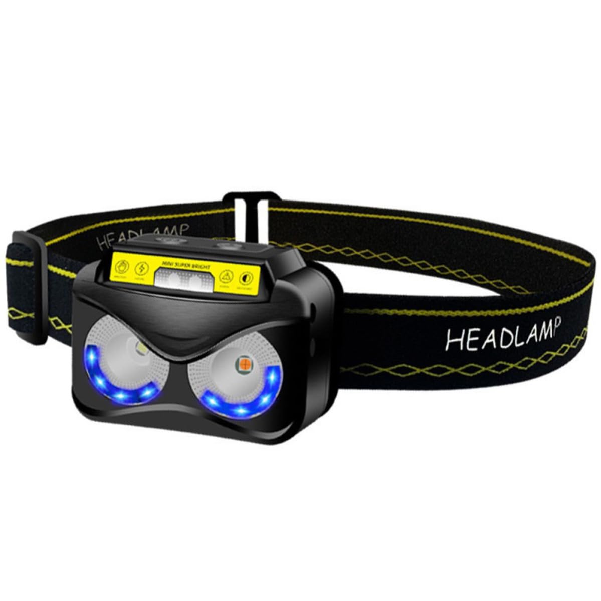 Linterna frontal LED recargable USB con sensor y cinta ajustable para camping y deporte 8
