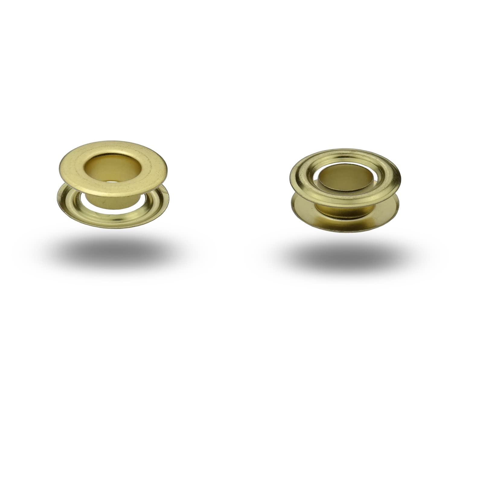 ISTA TOOLS T-3 Occhielli con contropulegge in ottone, occhielli in metallo, occhiello rotondo con disco, ottone, antiruggine, 120 pezzi (28 x 48 x 7,8 mm, giallo)
