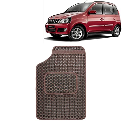 Image of Kingsway Dotted Design Car Floor Foot Mats Universal Fit for Mahindra Quanto, Model Year : 2012 Onwards, Water and Dustproof, Color Brown, Set of 5 Pieces