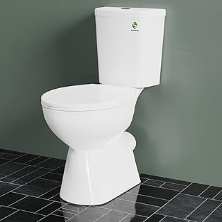 SUPERFLO Tall Toilet Round High Toilets for Seniors 19 Inch, Dual Flush & Rear Outlet, White P-trap Toilet include Extra Tall Toilet & Water Tank for Bathroom (Includes Extra Extension Pipe)