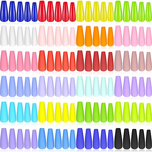 576 Pieces Coffin False Nails Extra Long Ballerina Nails Long Artificial Nail Tips Ballerina ABS Press on Nails Full Cover Stick on Nails Multi-color Nails for Women Girls (Solid Pattern)