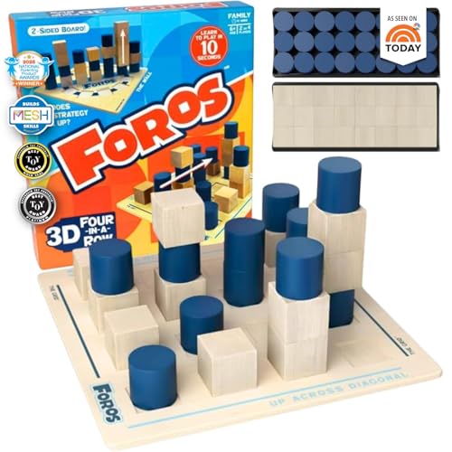 Image of Foros 3D Board Game | Strategic Wooden Game with Unique Play | Family Game for Kids & Adults | Fun Entertainment for Game Night | Fast Paced, Easy to Learn Multiplayer | MESH Accredited, Award Winning