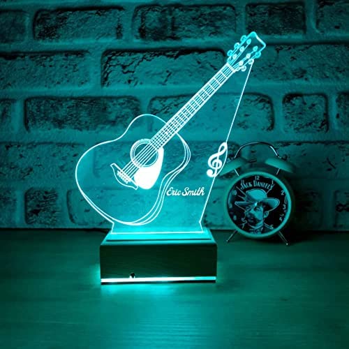 WEHATKE 3D Guitar Acrylic LED Night Lamp for Music Love Friend for Birthday Gift Color Changing Light with Remote Control (Multicolor with Remote) 1