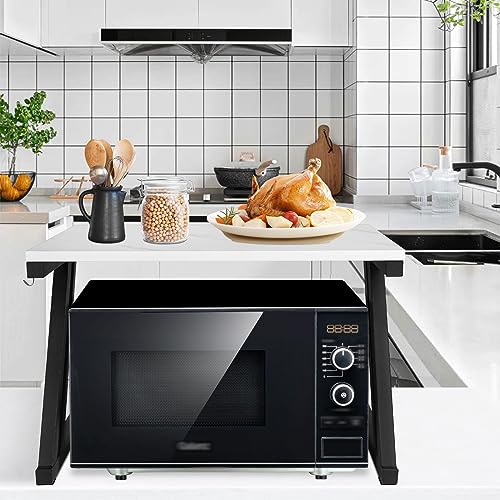 HUOLE Soporte Extensible para Microondas de 2 Niveles, Rejilla para encimera de Cocina Organizador Estanteria Mueble, Estantería para Microondas,57 * 38 * 38cm Z-Superficie de mármol