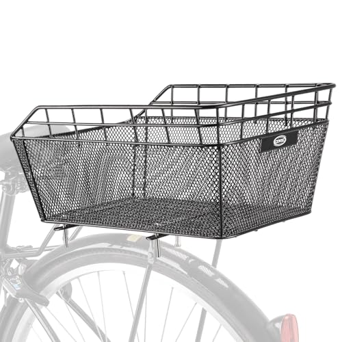 CXWXC 自転車 後ろカゴ 高耐久性 大容量 取付簡単 金属製 リアカゴ ネット・防水カバー付き