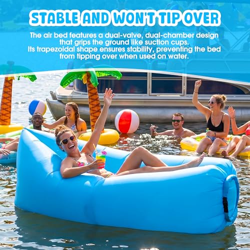 Sofá inflable portátil impermeable saco de dormir con bolsillos exteriores 8