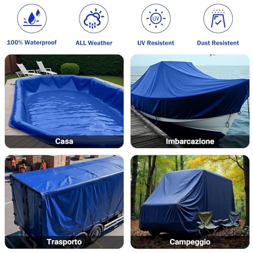 Lona con ojales 1x1.4m azul impermeable y protectora multiusos 6