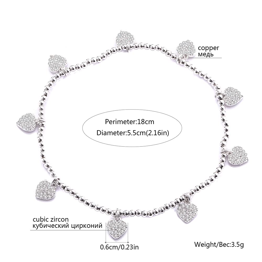 WZGWDC LuisFranklin Armband Damen Armbänder Mädchen Geschenk Schmuck CZ Herz elastische Perlen Kette Zirkon Schmuck Gold
