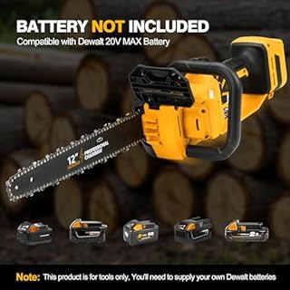 Brushless Electric Chainsaw 12" Cordless Tool Only for Dewalt 20V/60V Battery with Auto Oiler & Security Lock, for Tree Saw Trimming and Branch Wood Cutting (Tool Only)