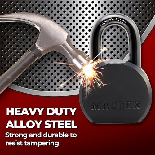 Image of Maudex PML65 Professional Grade Padlock - High Security with Boron Alloy Shackle, All-Weather Protection, 5 Brass Keys. for Storage Units, Gates & Commercial Security