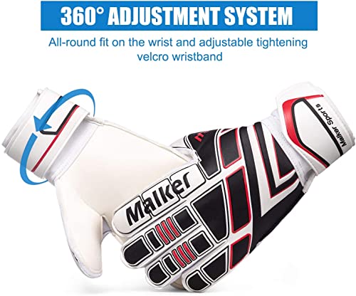 Malker Soccer Goalie Gloves Goalkeeper Gloves With Fingersave And Double Wrist Protection, Strong Grip Goalkeeper Gloves For Youth&Adult Size 7 (White) #TOP2