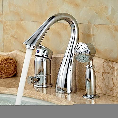 Robinet de baignoire cascade chrome YRYRYW avec douchette anticalcaire