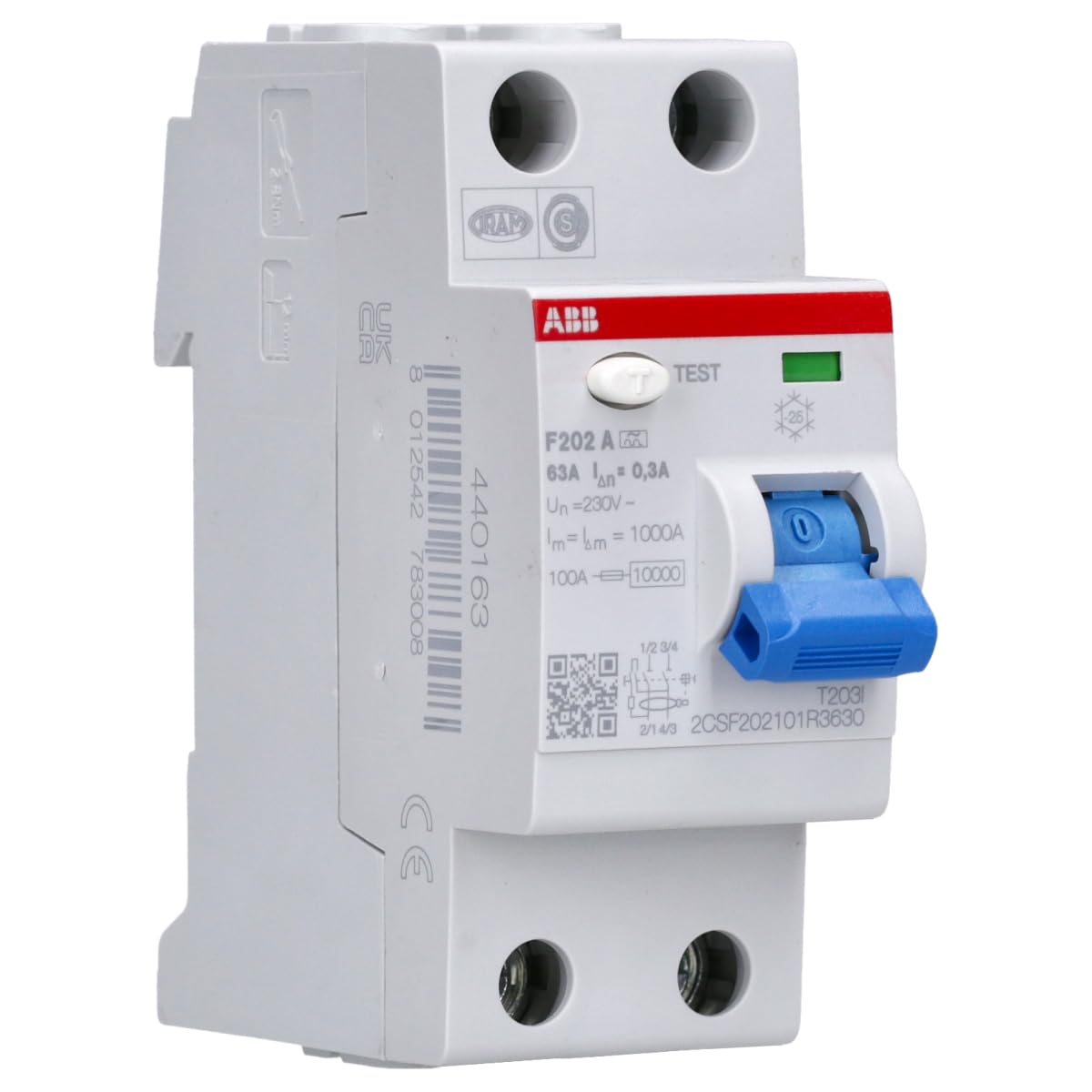 ABB F202 A-63/0.3 Fehlerstrom-Schutzschalter 2CSF202101R3630 | F200 - 2P - 300 mA - 63 A - Typ A
