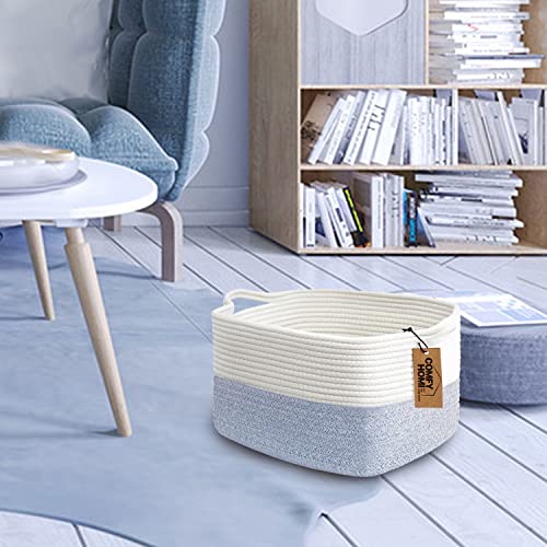 image for COMFY-HOMI Cotton Rope Woven Basket with Handles for shelf，Toy, Book