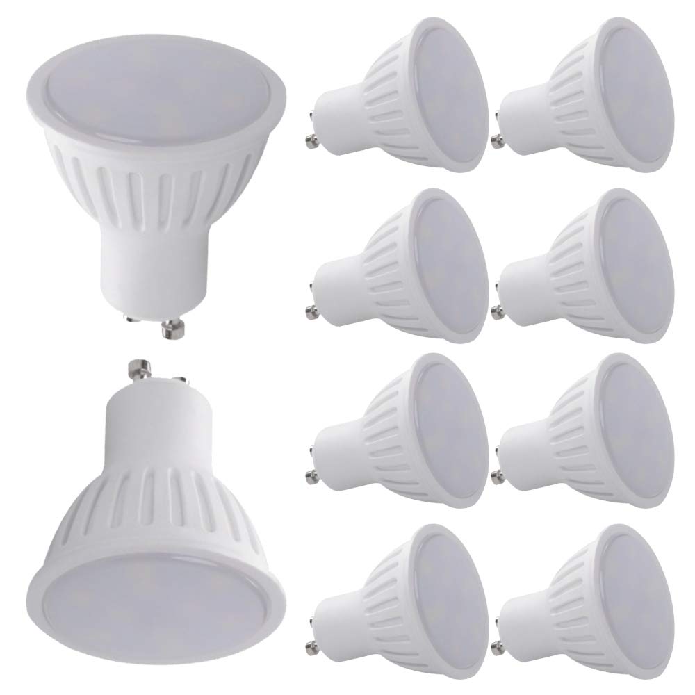 GU10 LED Bulbs – 10 Packs (Each 1.2W) = 10W Equivalent PAR16 Light Source – Energy Saving Non-Dimmable GU10 LED Spotlight Bulbs Daylight White 6500K – Ideal for Home, Office
