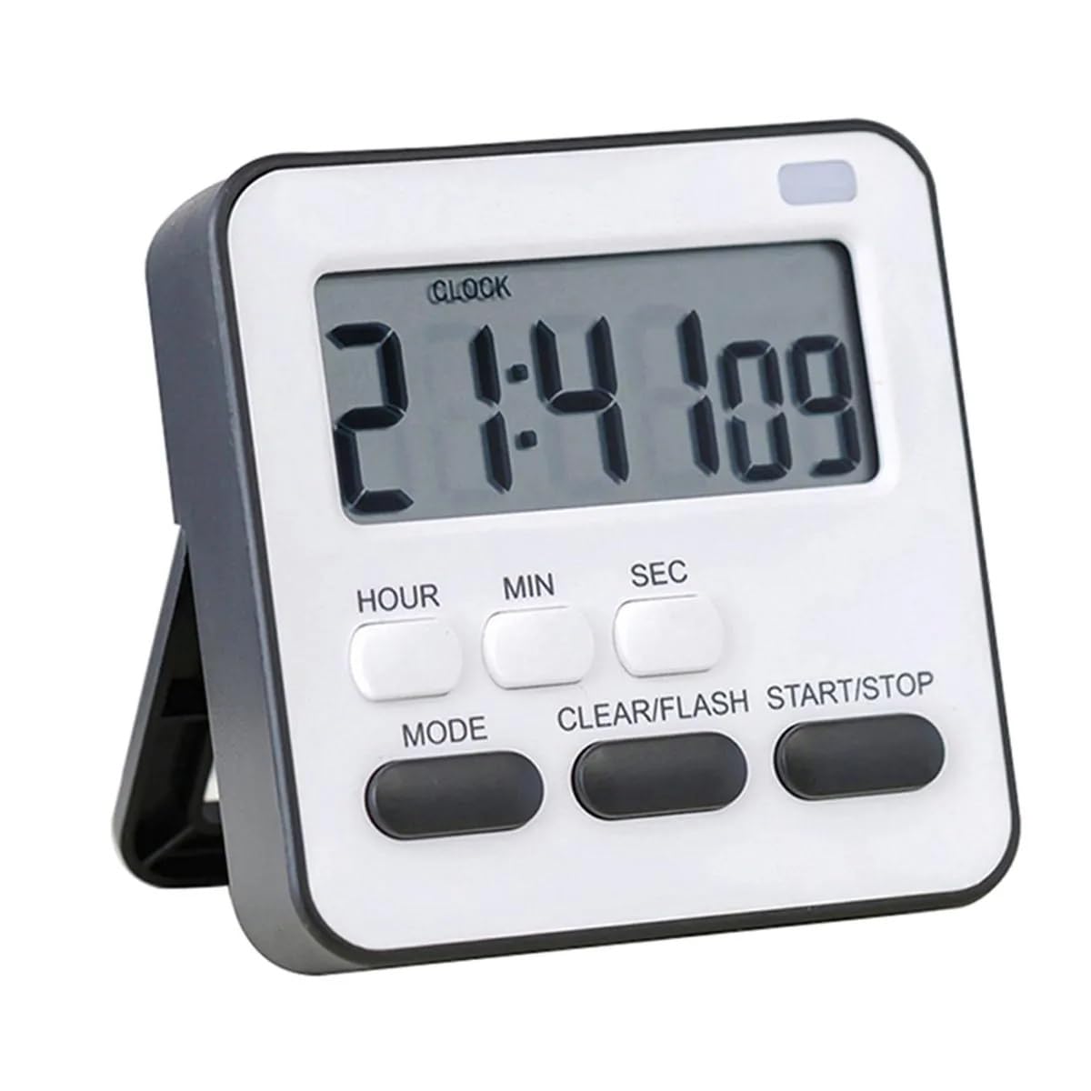 AKRIZA Digital Kitchen Timer & Stopwatch - Large Digit Countdown, Loud Alarm, Magnetic Back Stand Ideal for Cooking, Baking, Stop Watch Timer for Study Table Accessories for Students (Black & White)