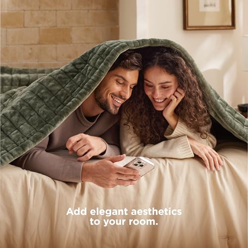 Image of Bedsure Luxury Quilted Heated Blanket King, Thick Electric Blanket, Green