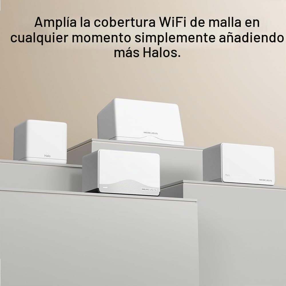 Mercusys Halo H27BE(2-Pack) - Mesh Wi-Fi 7 BE3600Mbps Dual-Band, 2.5G Puerto WAN/LAN, 2 Puertos LAN Gigabit, Cubiertos hasta 650m2, 4K-QAM, MLO, Multi-RUs, Control por App, 2 Unidades