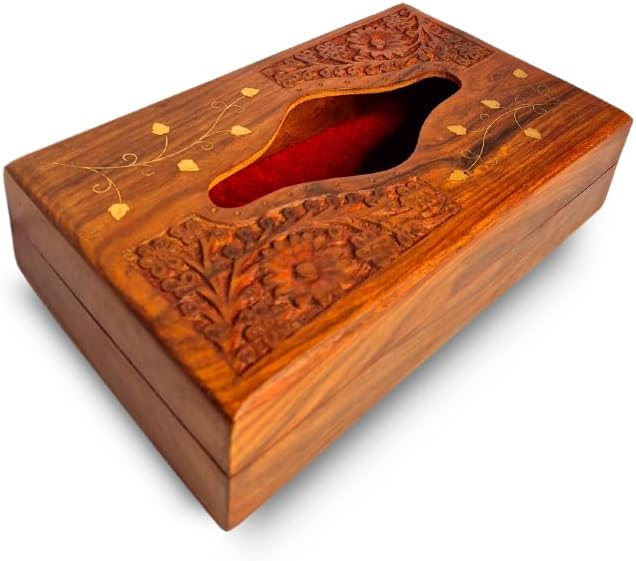 Handmade Wooden Tissue Paper Box, Tissue Holder Stand for Car, Table, Desk, Resturant, Cafe, Home and Office, Napkin Holder- Acacia Wood