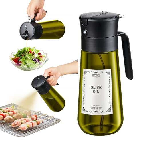 Glass Olive Oil Dispenser for Kitchen, 2 In 1 Oil Dispenser Bottl...