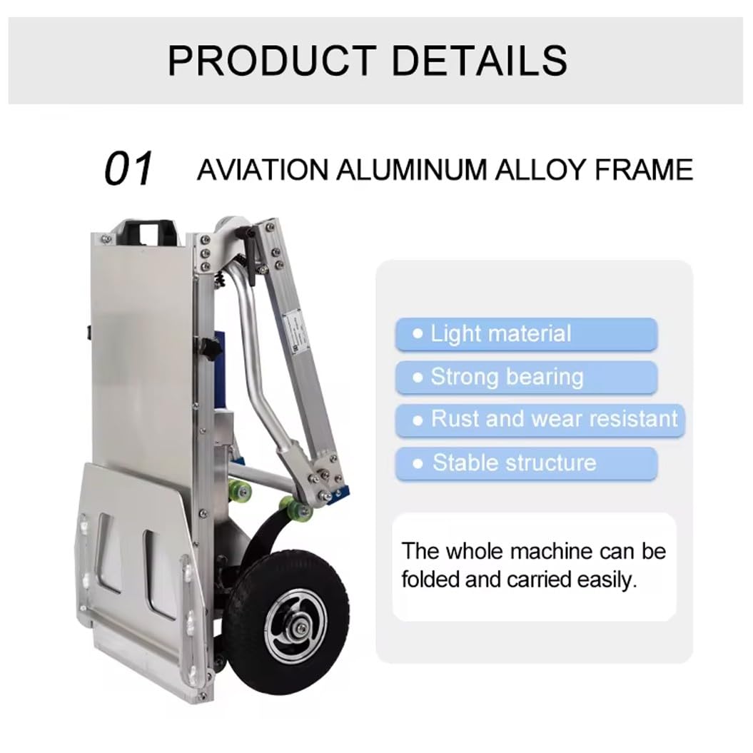 Elektrischer Treppensteiger,Mit Ausziehbarem Griff,Elektrischer Treppensteiger,Electric Stair Climber Aus Aluminiumlegierung,Trolley-Rädern,Dolly-Trolley,Tragfähigkeit 200 Kg A