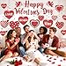 52Pcs Happy Valentines Day Decorations Valentine's Day Banner Glitter Valentine Hanging Swirls Ceiling Foil Decor Red Hearts Cutouts for Happy Valentine's Day Party Wedding Anniversary Theme Supplies