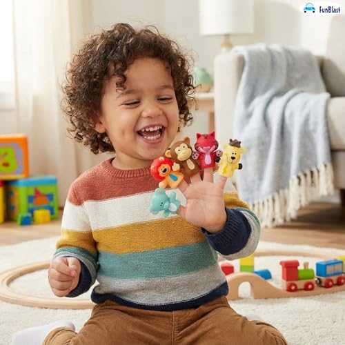 Image of FunBlast Finger Puppets Toys for Kids - Pack of 5 Rubber Animal Puppets Toys for Toddlers, Washable Finger Puppets for Toddlers, Colorful Storytelling Puppet Toy Kids - Random Design (Forest Animal)