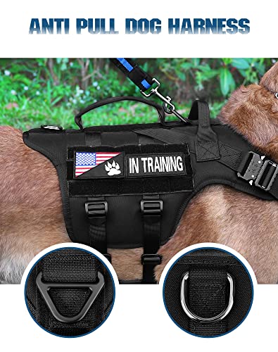 Image of PETNANNY Tactical Dog Harness - No-Pull Service Vest for Large Breeds, with Hook & Loop Patch Panel & MOLLE System | Padded Handle for Walking, Hiking & Training (Black,XL)