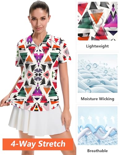 Image of LOMON Womens Golf Polo Shirts Summer Short Sleeve 1 /4 Zip Tops Moisture Wicking Casual Tennis Activewear with Pockets