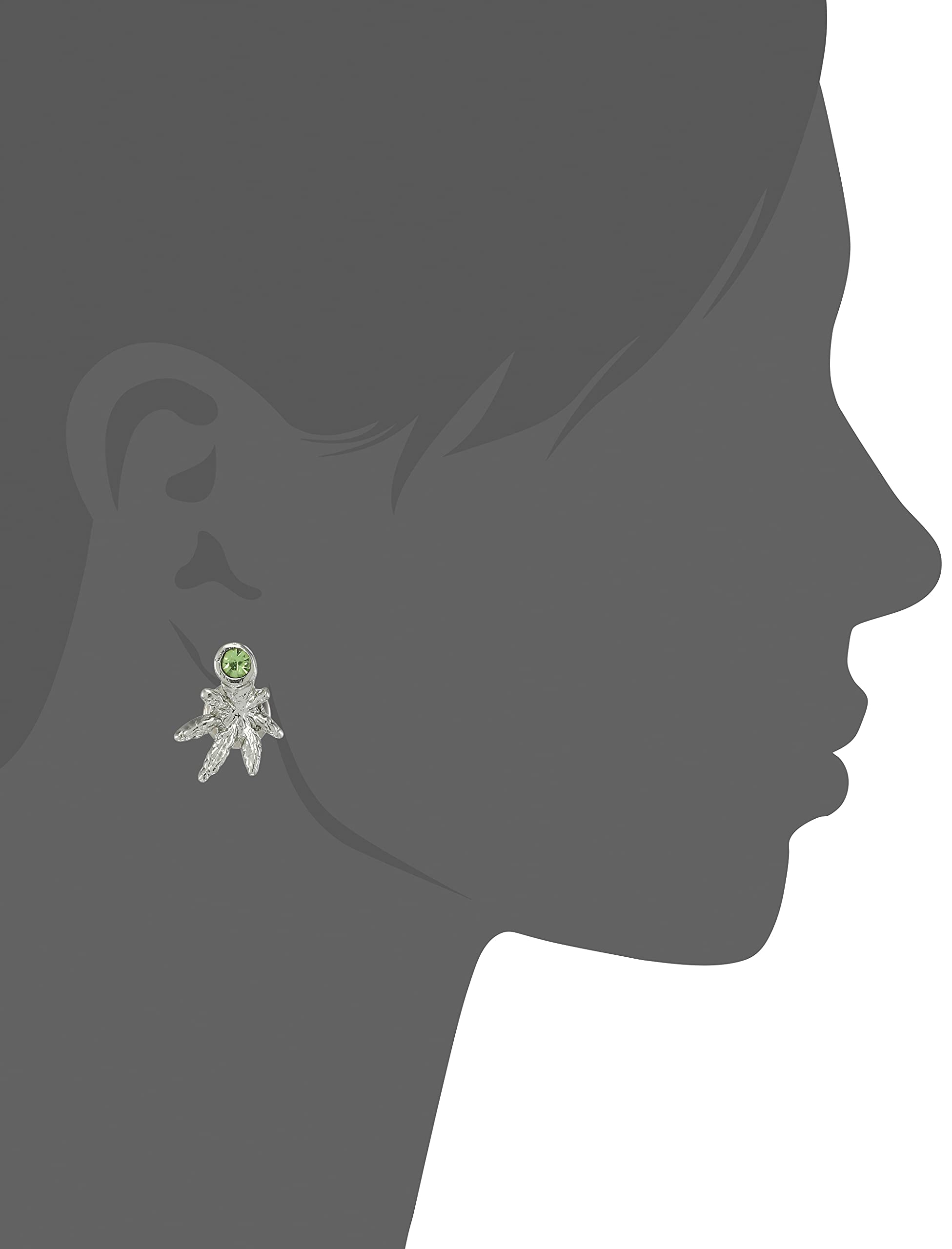 Rhodium Plated Wild Rays Stud Earring with Peridot Crystals