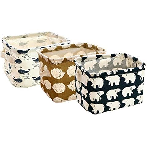 Orino Waterproof Animal Style Storage Baskets Small Collapsible Portable Storage Bins Organizers Home Decor for bedrooms, Nurseries, Study Room, Rest Room, Kitchen, Office, Set of 3 Cover
