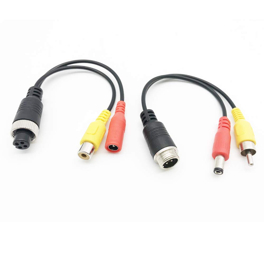 (2 pcs Pack) 4 Pin Connector 4P Male to RCA AV DC Male 4-Pin Female to RCA Female Adapter Cable M12