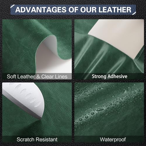 Leather Repair Kit for Furniture 4"x 63" Leather Tape Repair Patch Self Adhesive Sofa Vinyl Repair Patch Kit for Car Seat,Couch,Boat Seat,Chair - Classic Green