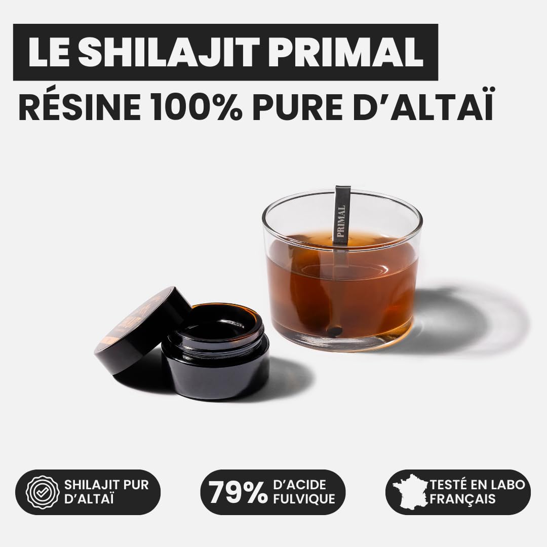 Shilajit Primal, Résine de Shilajit 100% Pure de l’Altaï, Qualité Premium, 79% d’Acide Fulvique, 85+ Minéraux & Acides Humiques, Complément Alimentaire Homme & Femme (30 g)