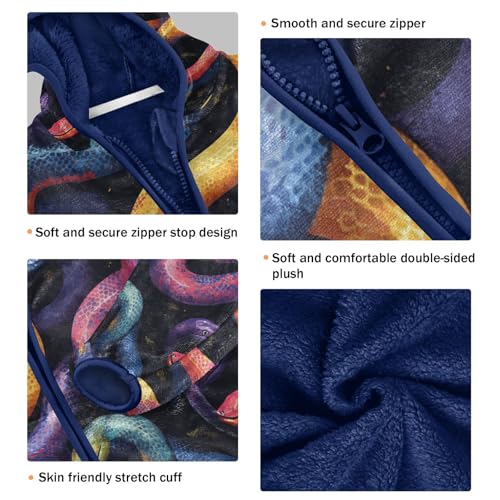 Abstract Snakes Watercolor Toddler Fleece Jacket Girl Boys Hooded Fleece Jacket Coat Warm Outwear Zip-up 3-10T3