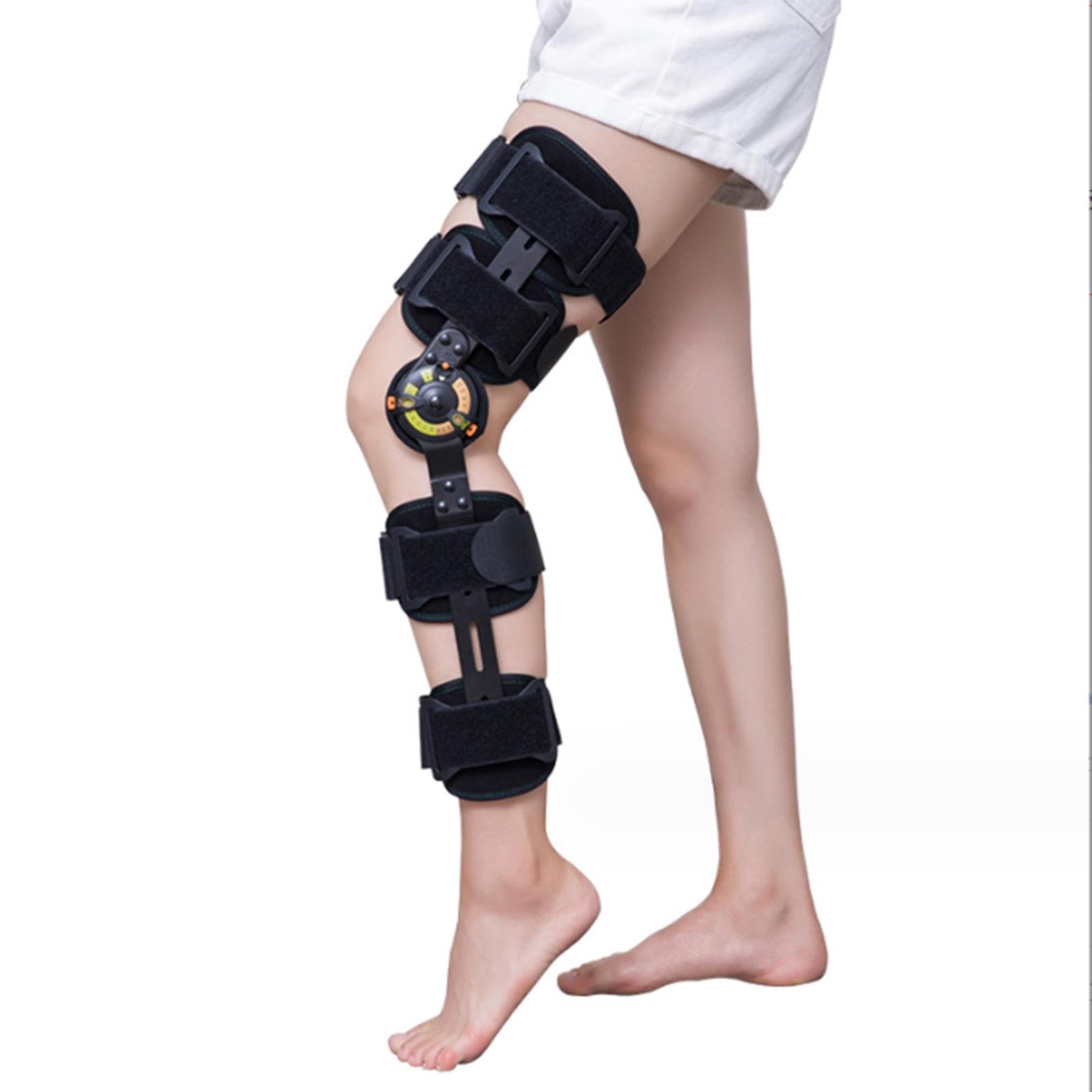 Rodillera ROM con Bisagras, Soporte de Recuperación Ajustable Postoperatorio, Estabilizador de órtesis, Para ACL, PCL, MCL, Desgarro de Menisco y Artritis