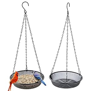 2 STK Mesh Rund Futterspender, Vogelfutterstation aus Metallgeflecht zum Aufhängen, Futterplattform für Vögel, Outdoor-Gartendekoration für Wilde Hinterhof, lockt Vögel an. Ø21.5cm