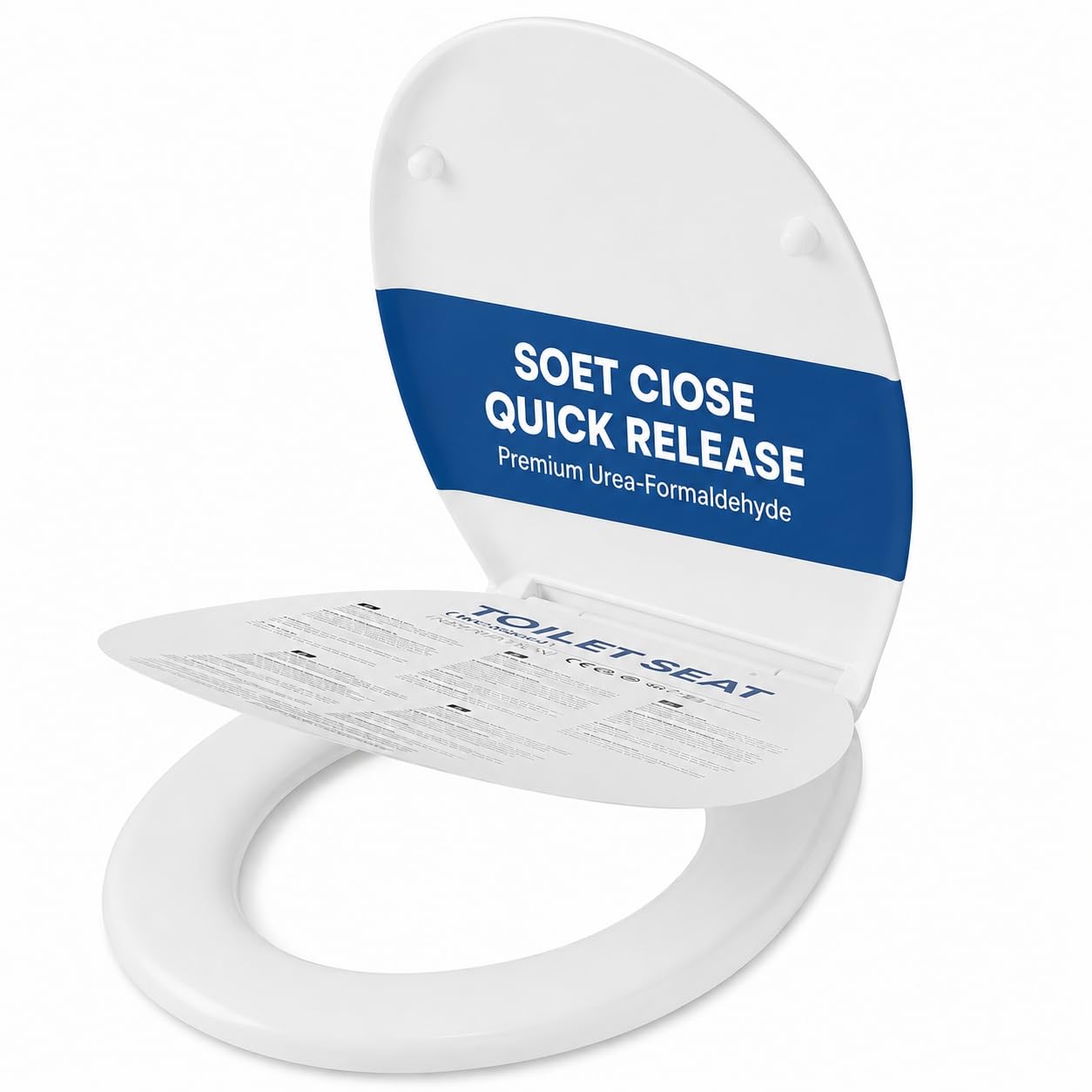 CECIPA Premium Urea-Formaldehyde Toilet Seat Soft Close White