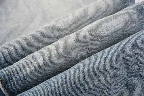 Men's Ripped Regular Fit Jeans Vintage Low Rise Stretchy Slim Fit Button Fly Straight Skinny Denim Pants3