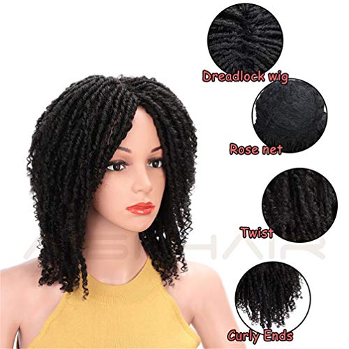 Perruque dreadlock kinky pour masquer les cheveux abîmés avec des tresses synthétiques courtes - 4