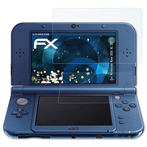 Preisvergleich Produktbild atFoliX Schutzfolie kompatibel mit Nintendo New 3DS XL 2015 Panzerfolie, ultraklare und stoßdämpfende FX Folie (3er Set)