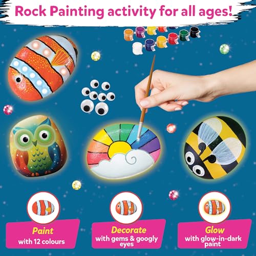 Image of Little Berry Rock Painting Kit - Glow in the Dark Art & Craft Activity Set for Girls & Boys | DIY Art & Craft Kits & Supplies | Includes 6 Reusable Rocks | Gift for Kids Age 4-12 Years - Activity Kit