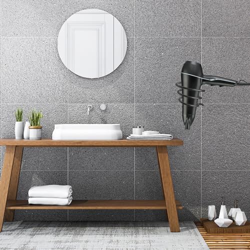 Miniatura 4 de Fousenuk Soporte Para Secador, Aluminio Montado En La Pared Soporte Plancha Pelo Soporte Para Secador Pelo Con Organizador De Cables, Soporte Para Secador Pelo Para Almacenar Secador Pelo Negro