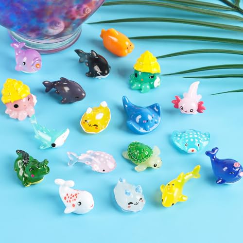 36pcs Mini Ocean Figurines,Tiny Resin Trinkets Fish Tank Decorations Birthday Party Decoration Garden Fairy Accessory