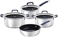 Jogo De Panelas Tramontina Romagna Em Aço Inox E Alumínio Com Revestimento Interno Cerâmico Black Stone 4 Peças
