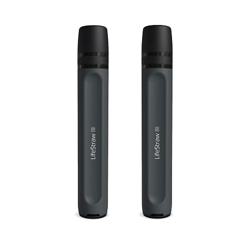 LifeStraw Peak Personal Water Filter Straw (Dark Mountain Gray, 2PK)