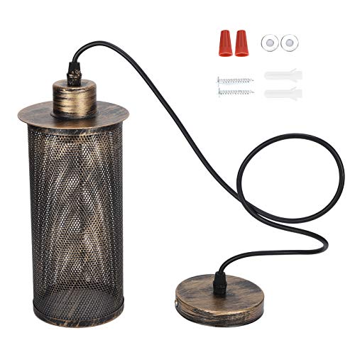 Tyenaza Iron Lampshade, Industrial Style Mesh Lampshade E27 Iron Art Pendant Light Shade for Bar Cafe AC85?265V (Sweep Gold)