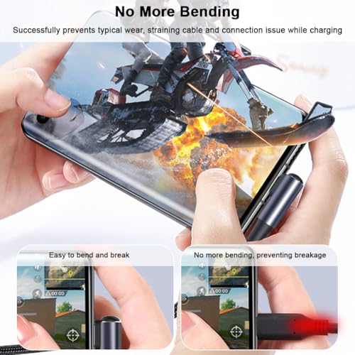 Image of Verilux 9.8FT Right Angle C Type Charger Cable, PD 100W Type C Cable Fast Charging, 480Mbps Data Cable C Type Fast Charging, Nylon Braided USB C Cable for iPhone 17 /16 /15, Galaxy 25 /24