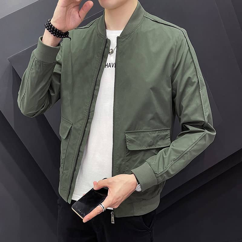 Amazon.co.jp: GXBPY 春の野球襟オリーブ グリーン ジャケット紳士服