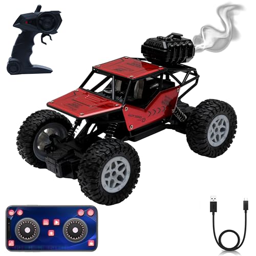 Image of Wonder Remote Control Rock Master /Crawler with Smoke, Monster Car for Kids Monster Truck Rock Climbing Car Toy for Kids | 2.4 GHz Remote with Long Range | C Type Charging | Made in India (Red)